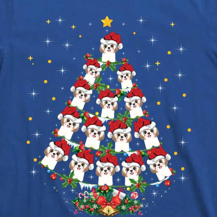 Shih Tzu Dog Lover Xmas Santa Hat Shih Tzu Christmas Tree Cool Gift T-Shirt