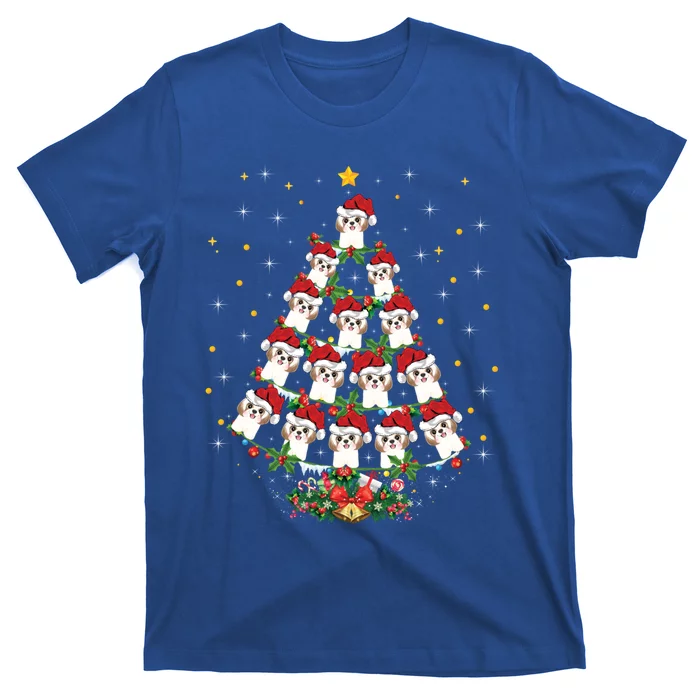 Shih Tzu Dog Lover Xmas Santa Hat Shih Tzu Christmas Tree Cool Gift T-Shirt