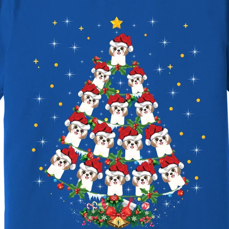 Shih Tzu Dog Lover Xmas Santa Hat Shih Tzu Christmas Tree Cool Gift Premium T-Shirt