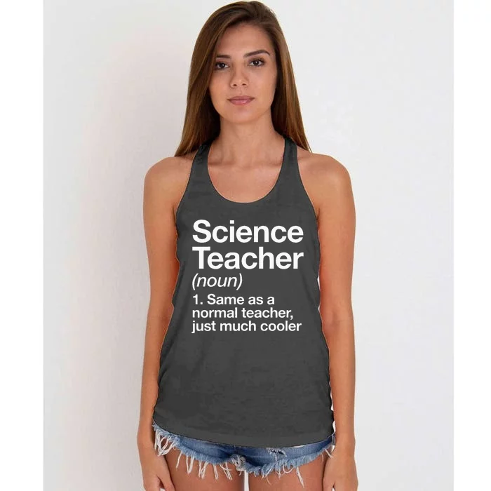 Science Teacher Definition Funny Back To School First Day Women's Knotted Racerback Tank