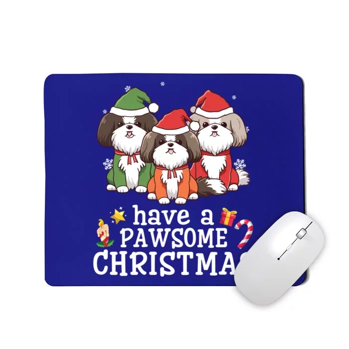 Shih Tzu Dogs Merry Mother Father Have A Pawsome Christmas Great Gift Mousepad