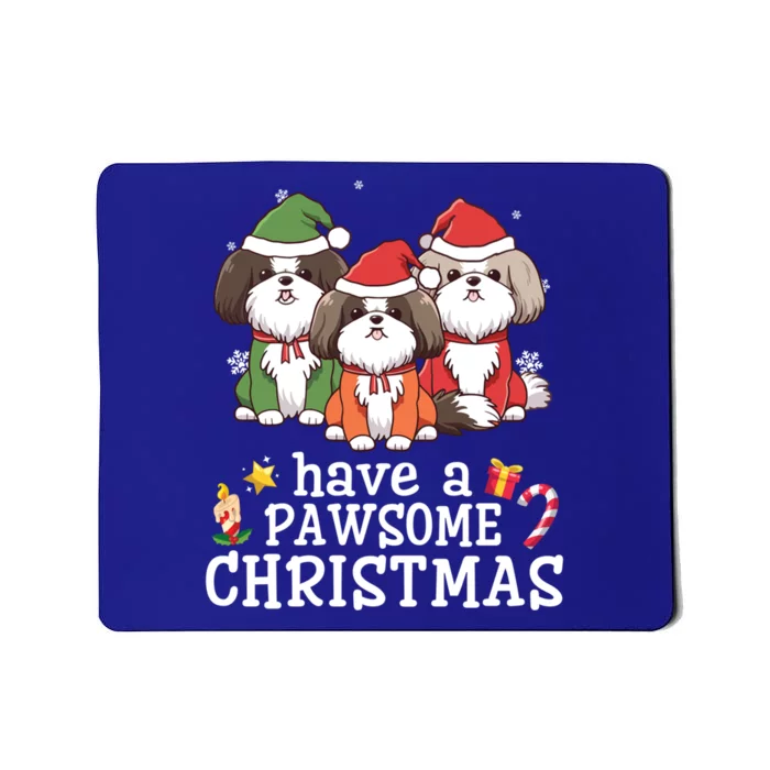 Shih Tzu Dogs Merry Mother Father Have A Pawsome Christmas Great Gift Mousepad