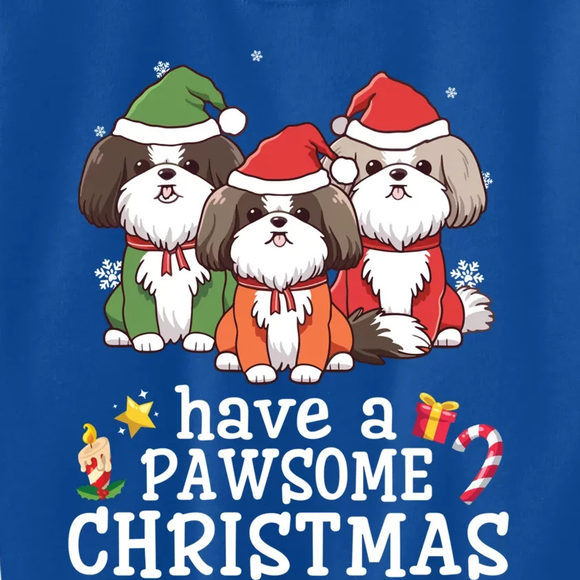 Shih Tzu Dogs Merry Mother Father Have A Pawsome Christmas Great Gift Kids Sweatshirt