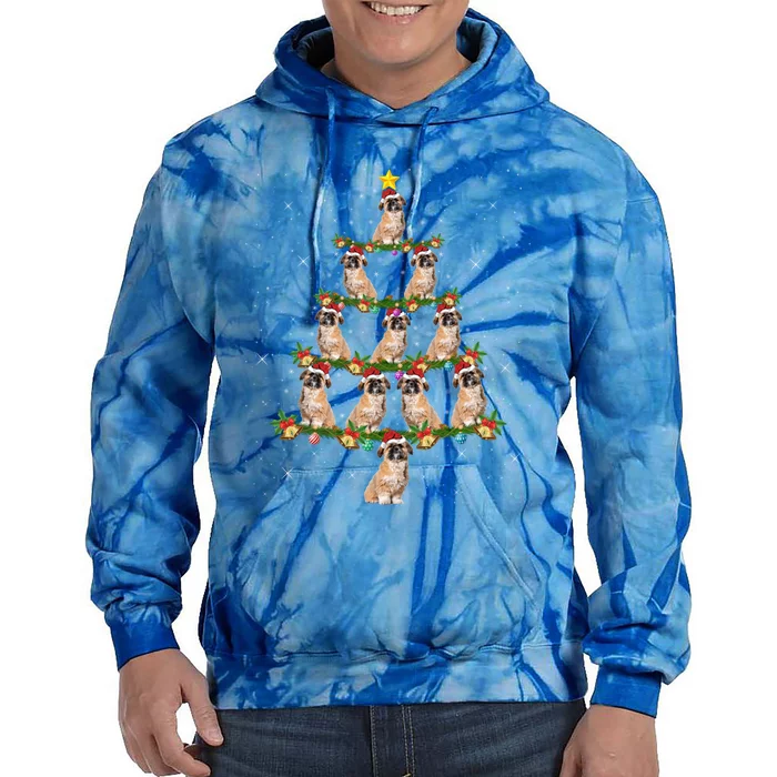 Shih Tzu Dog Lover Xmas Tree Lights Santa Shih Tzu Christmas Meaningful Gift Tie Dye Hoodie