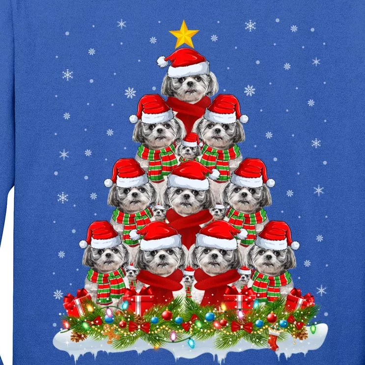 Shih Tzu Dog Lover Xmas Tree Santa Christmas Shih Tzu Gift Long Sleeve Shirt