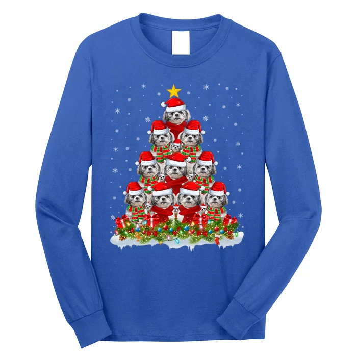 Shih Tzu Dog Lover Xmas Tree Santa Christmas Shih Tzu Gift Long Sleeve Shirt