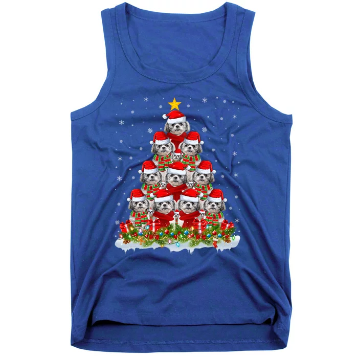 Shih Tzu Dog Lover Xmas Tree Santa Christmas Shih Tzu Gift Tank Top