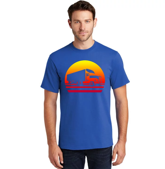 Semi Truck Driver Trucker Big Rig Sunset Gift Tall T-Shirt