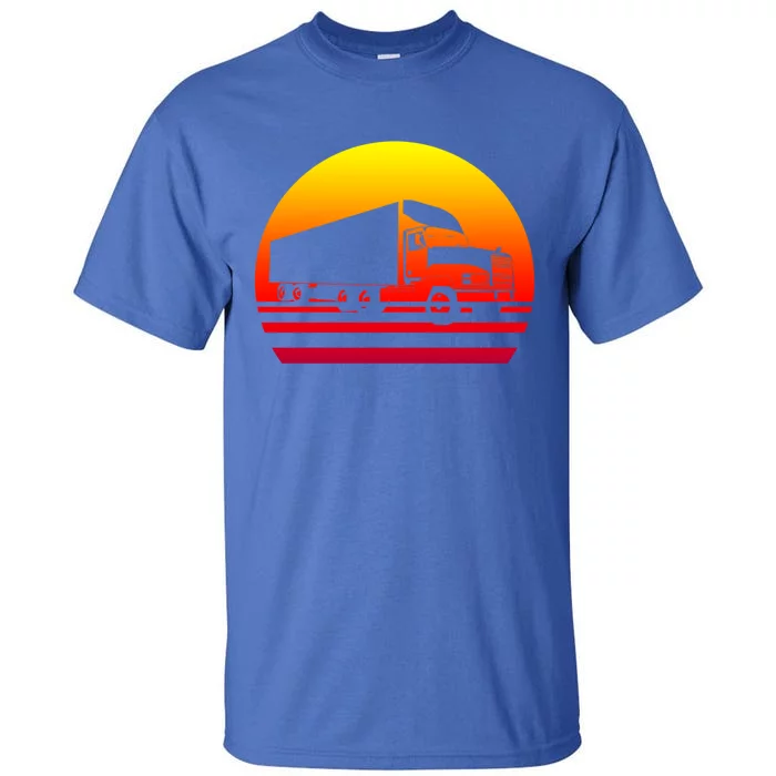 Semi Truck Driver Trucker Big Rig Sunset Gift Tall T-Shirt