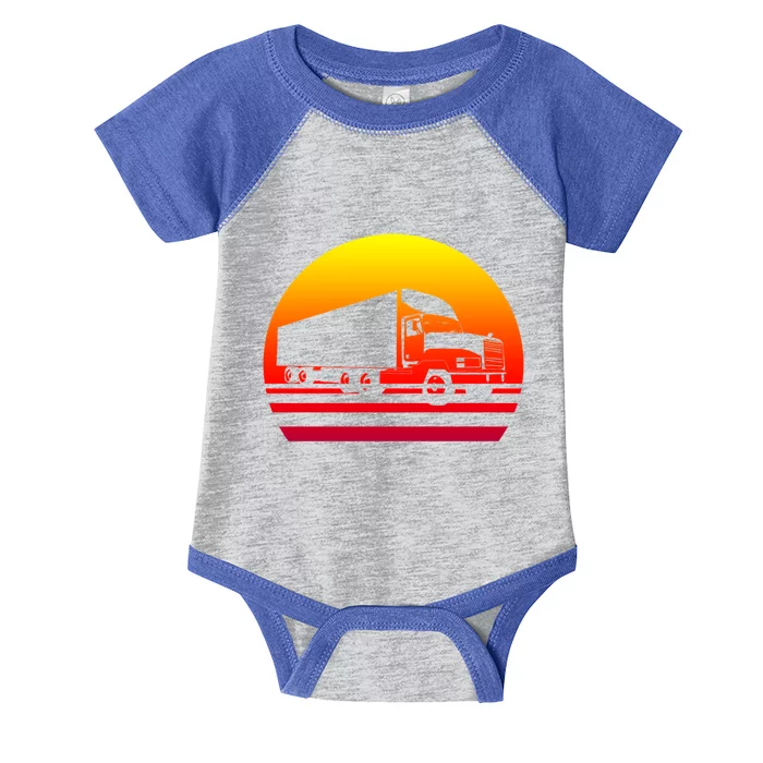 Semi Truck Driver Trucker Big Rig Sunset Gift Infant Baby Jersey Bodysuit