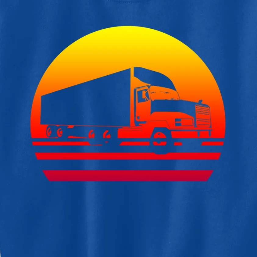 Semi Truck Driver Trucker Big Rig Sunset Gift Kids Sweatshirt