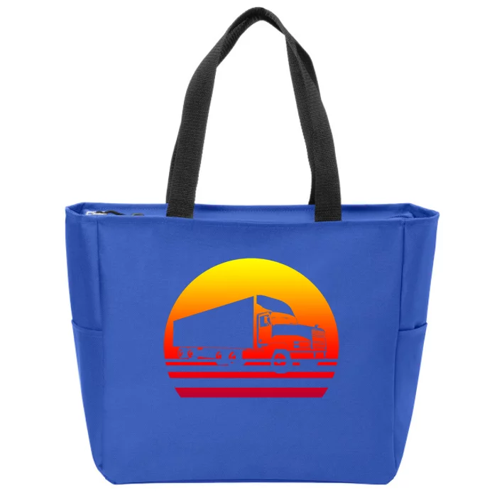 Semi Truck Driver Trucker Big Rig Sunset Gift Zip Tote Bag