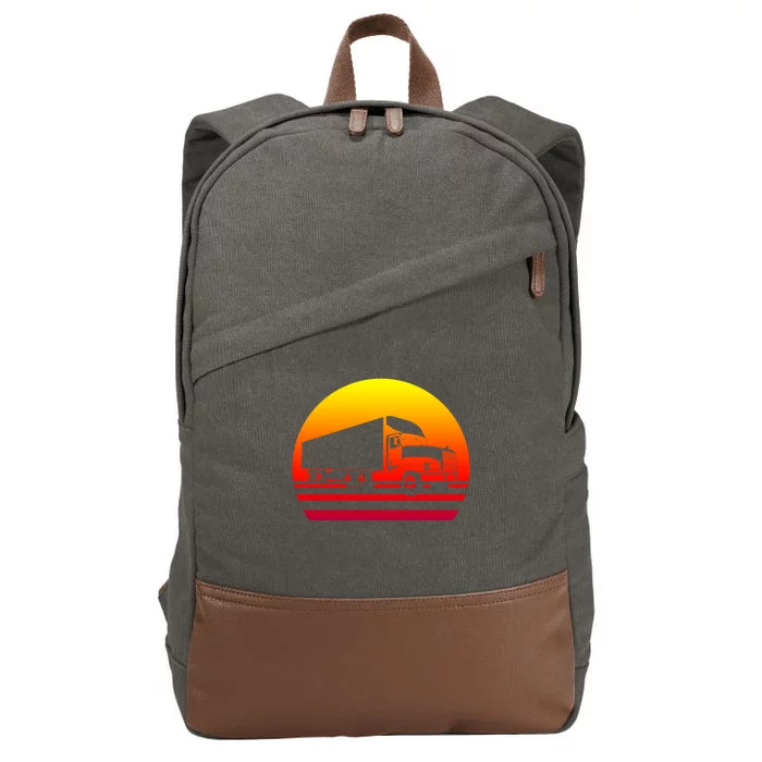 Semi Truck Driver Trucker Big Rig Sunset Gift Cotton Canvas Backpack