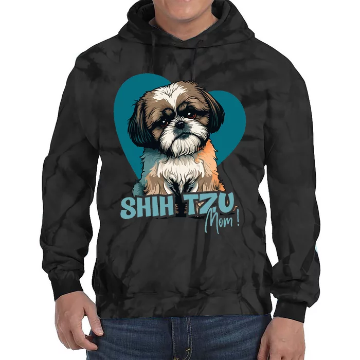 Shih Tzu Dog With Heartdecoration Shihtzumom Tie Dye Hoodie