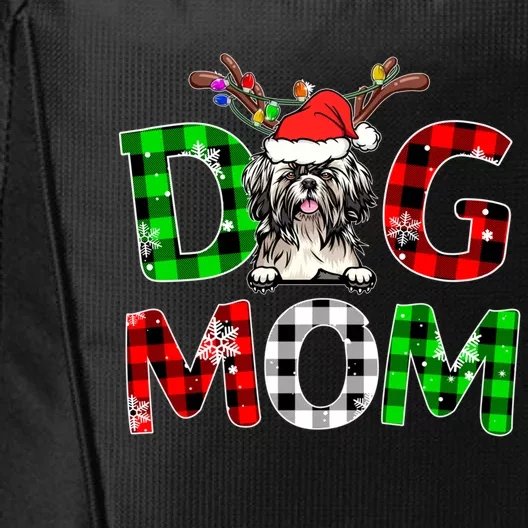 Shih Tzu Dog Mom Buffalo Plaid Xmas Pajama Reindeer Horn Gift City Backpack