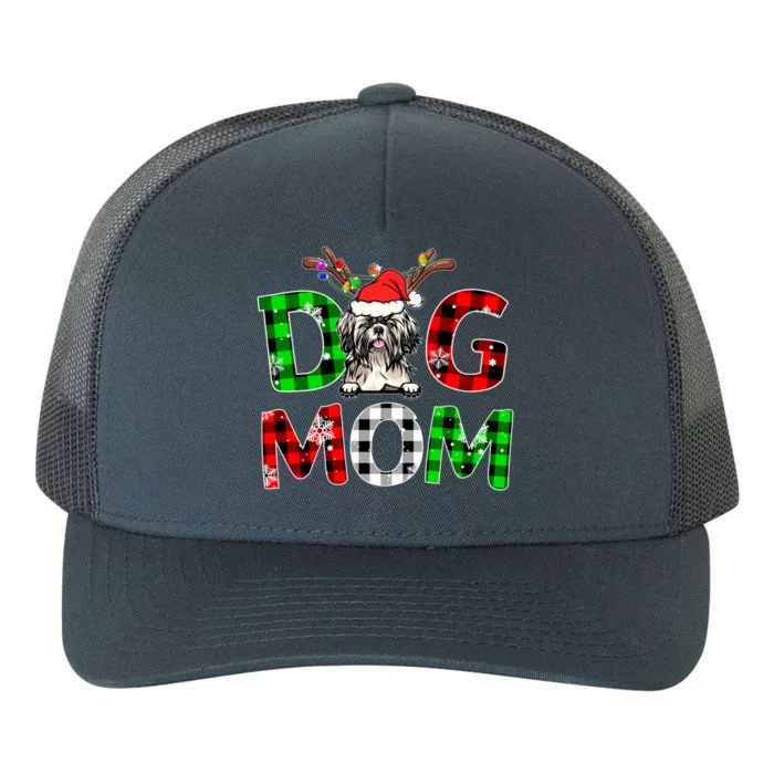 Shih Tzu Dog Mom Buffalo Plaid Xmas Pajama Reindeer Horn Gift Yupoong Adult 5-Panel Trucker Hat