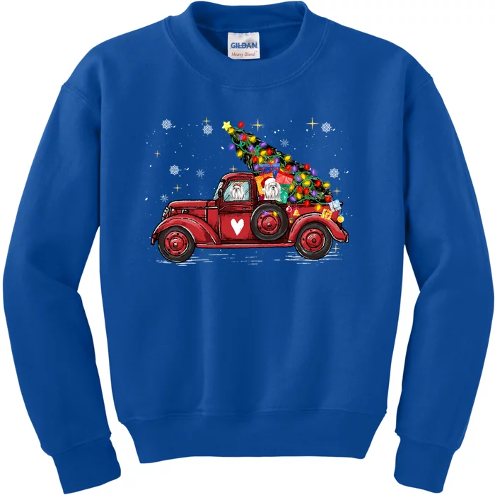 Shih Tzu Dog Love Red Pickup Truck Christmas Cute Gift Kids Sweatshirt