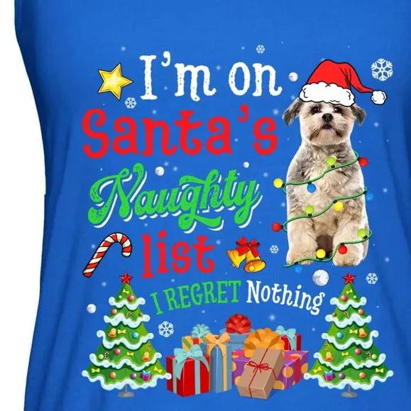 Shih Tzu Dog On Santa's Naughty Funny List Xmas Cool Gift Ladies Essential Flowy Tank