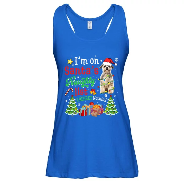 Shih Tzu Dog On Santa's Naughty Funny List Xmas Cool Gift Ladies Essential Flowy Tank