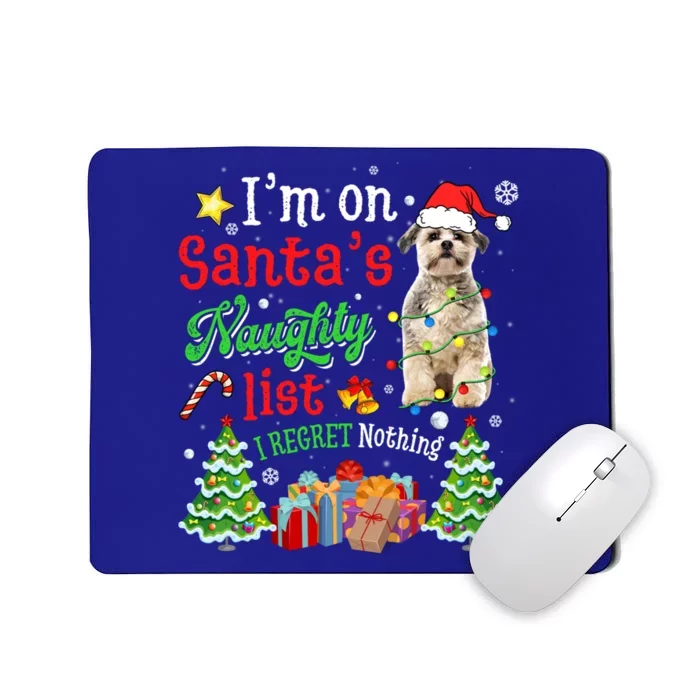 Shih Tzu Dog On Santa's Naughty Funny List Xmas Cool Gift Mousepad