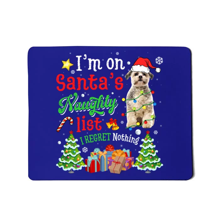 Shih Tzu Dog On Santa's Naughty Funny List Xmas Cool Gift Mousepad