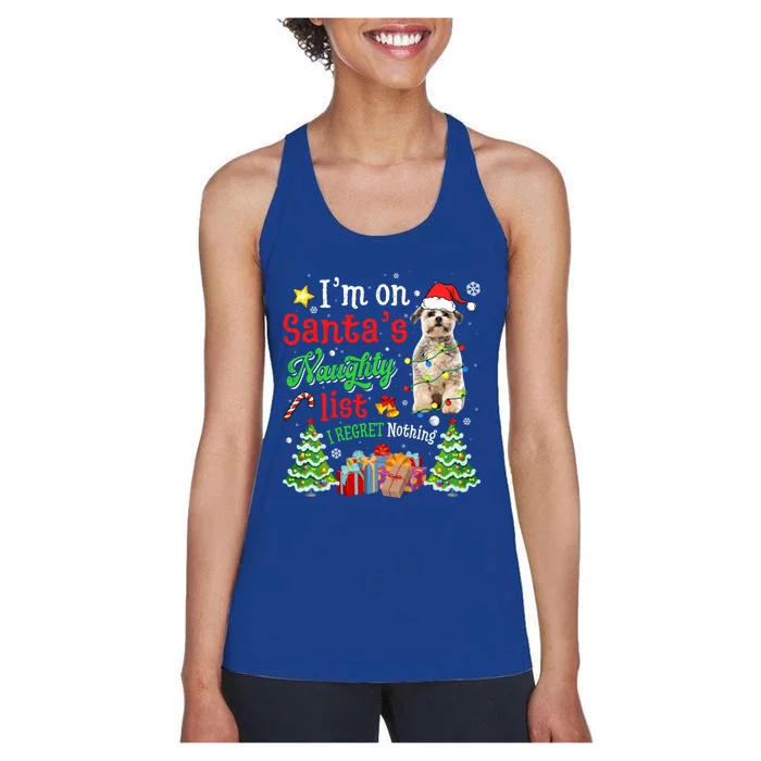 Shih Tzu Dog On Santa's Naughty Funny List Xmas Cool Gift Women's Racerback Tank