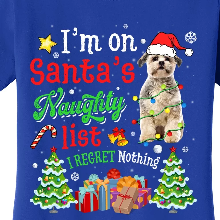 Shih Tzu Dog On Santa's Naughty Funny List Xmas Cool Gift Women's T-Shirt