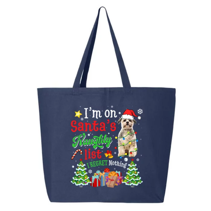 Shih Tzu Dog On Santa's Naughty Funny List Xmas Cool Gift 25L Jumbo Tote