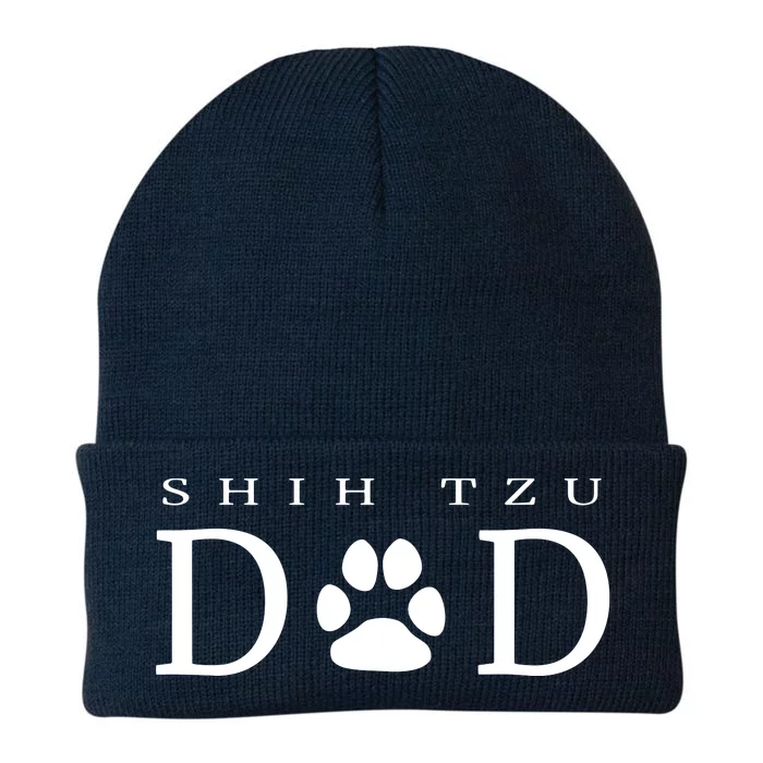 Shih Tzu Dad Dog Gift Paw Print Funny Knit Cap Winter Beanie