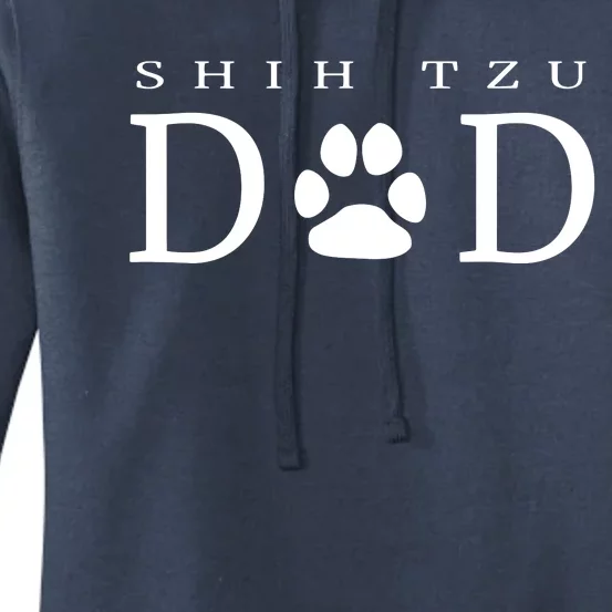 Shih Tzu Dad Dog Gift Paw Print Funny Women's Pullover Hoodie