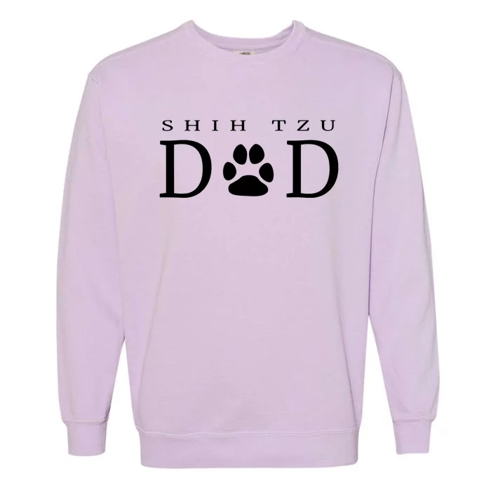 Shih Tzu Dad Dog Gift Paw Print Funny Garment-Dyed Sweatshirt