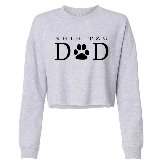 Shih Tzu Dad Dog Gift Paw Print Funny Cropped Pullover Crew