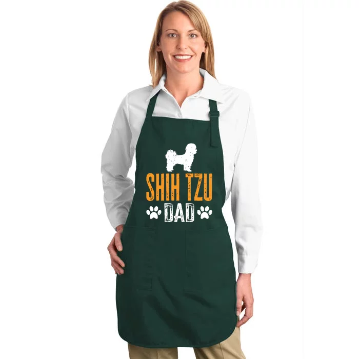 Shih Tzu Dad Gift Dog Daddy Shih Tzu Father Day Gift Full-Length Apron With Pocket