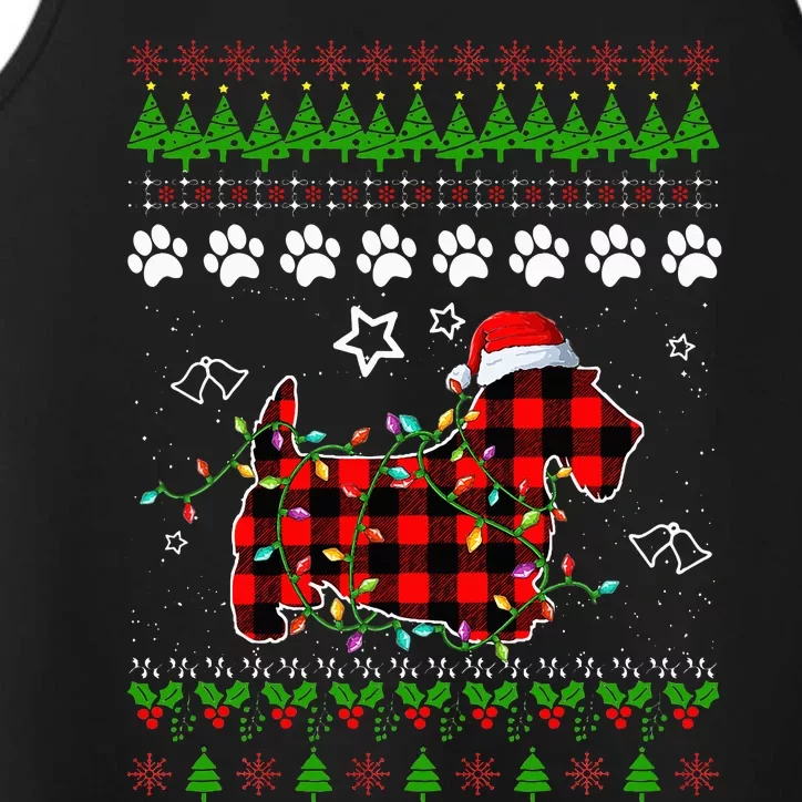 Scottish Terrier Dog Funny Xmas Ugly Sweater Performance Tank