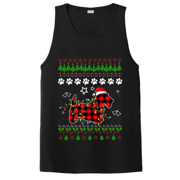 Scottish Terrier Dog Funny Xmas Ugly Sweater Performance Tank