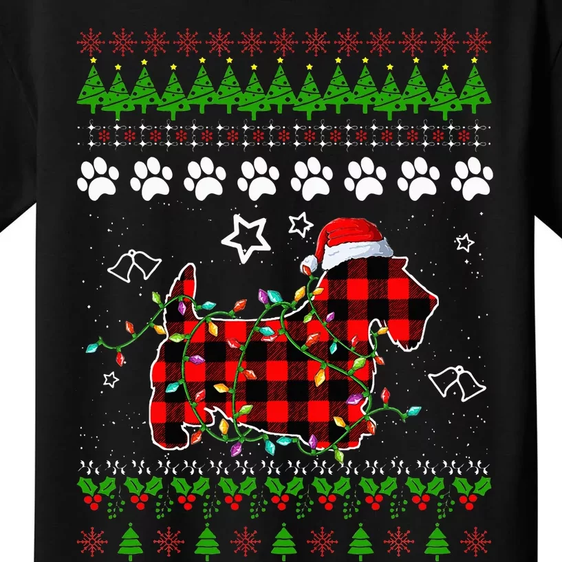 Scottish Terrier Dog Funny Xmas Ugly Sweater Kids T-Shirt