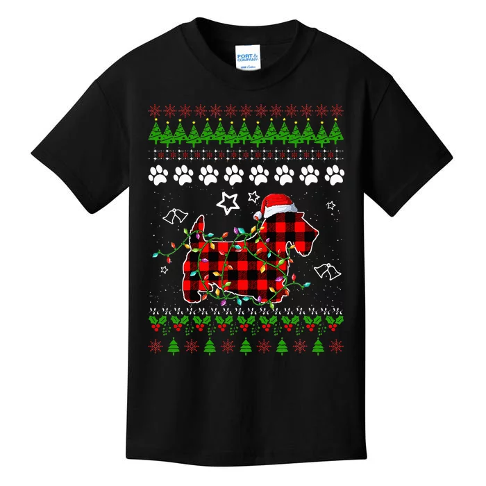 Scottish Terrier Dog Funny Xmas Ugly Sweater Kids T-Shirt