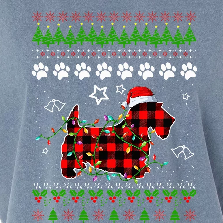 Scottish Terrier Dog Funny Xmas Ugly Sweater Garment-Dyed Women's Muscle Tee