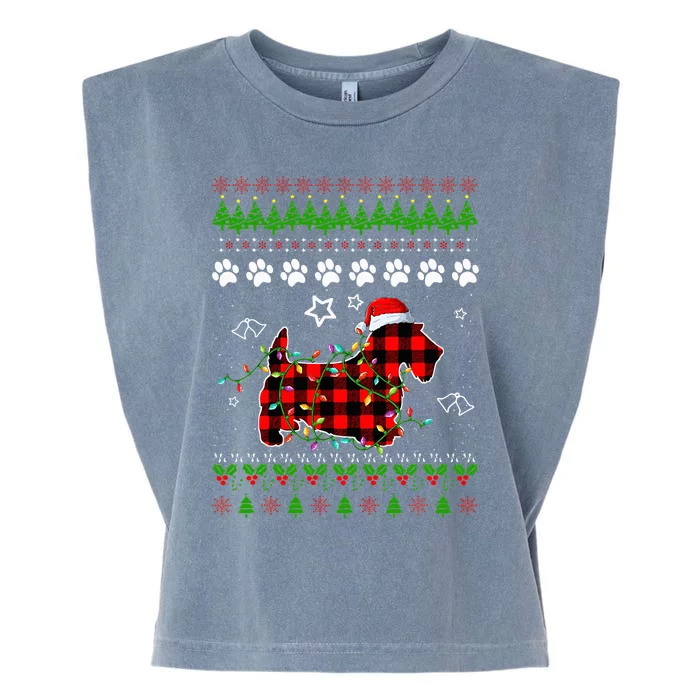 Scottish Terrier Dog Funny Xmas Ugly Sweater Garment-Dyed Women's Muscle Tee