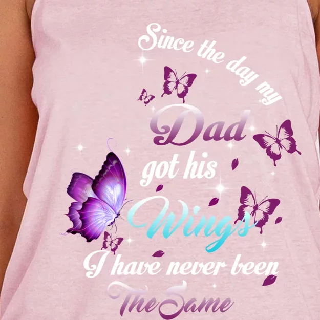 Since The Day My Dad Got His Wings Missed Memorial Of My Dad Gift Women's Knotted Racerback Tank