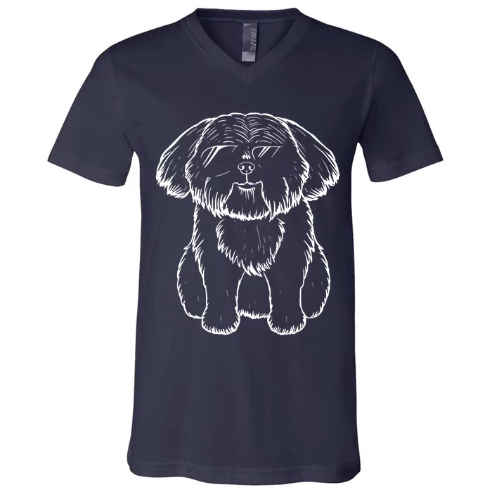 Shih Tzu Dad Grafic Shih Tzu Dog With Sunglasses Shih Tzu V-Neck T-Shirt