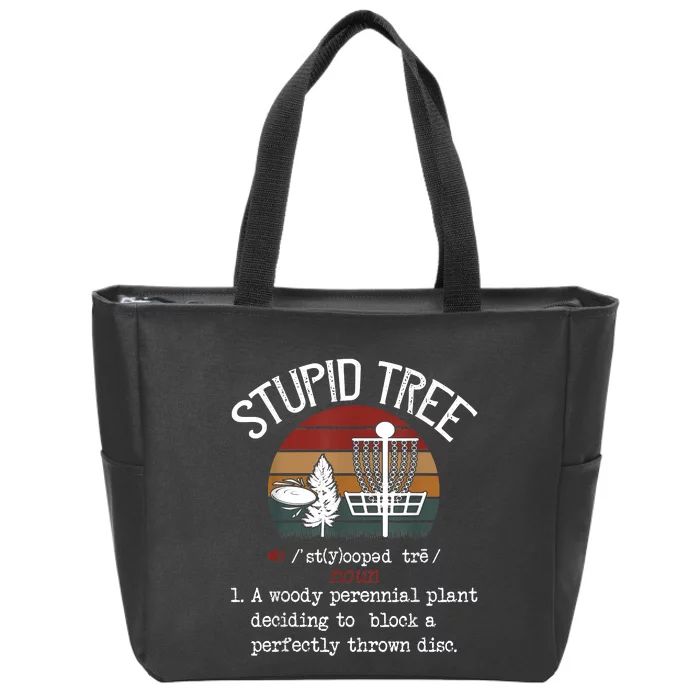 Stupid Tree Disc Golf Funny Gift Frisbee Vintage Zip Tote Bag