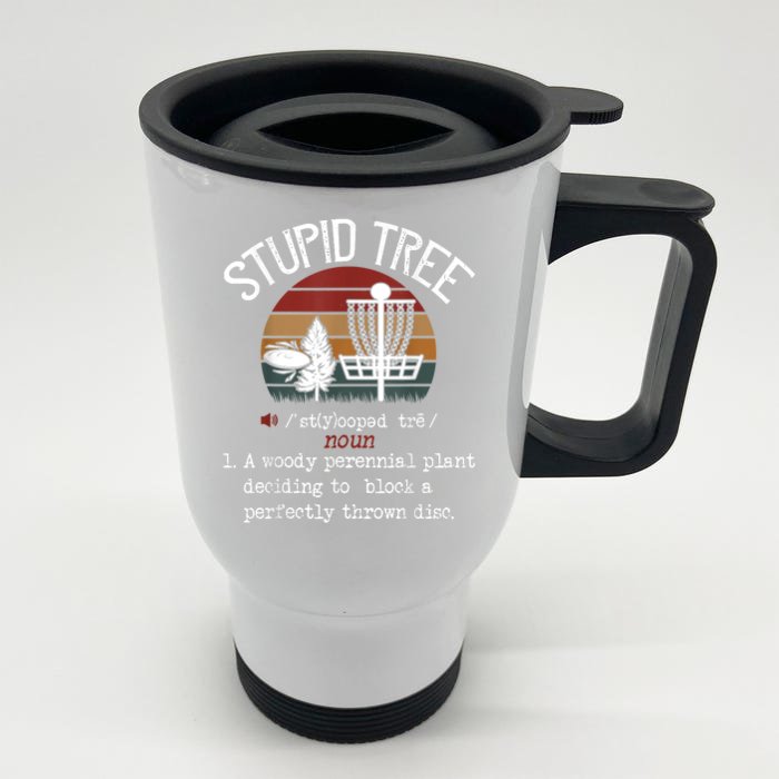 Stupid Tree Disc Golf Funny Gift Frisbee Vintage Front & Back Stainless Steel Travel Mug