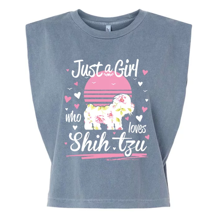 Shih Tzu Design Just A Girl Who Loves Shih Tzu Garment-Dyed Women's Muscle Tee