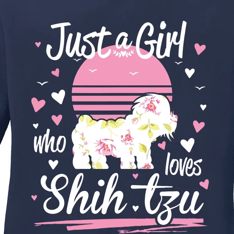 Shih Tzu Design Just A Girl Who Loves Shih Tzu Ladies Long Sleeve Shirt