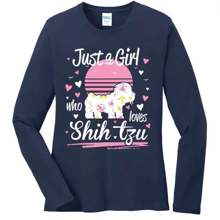 Shih Tzu Design Just A Girl Who Loves Shih Tzu Ladies Long Sleeve Shirt