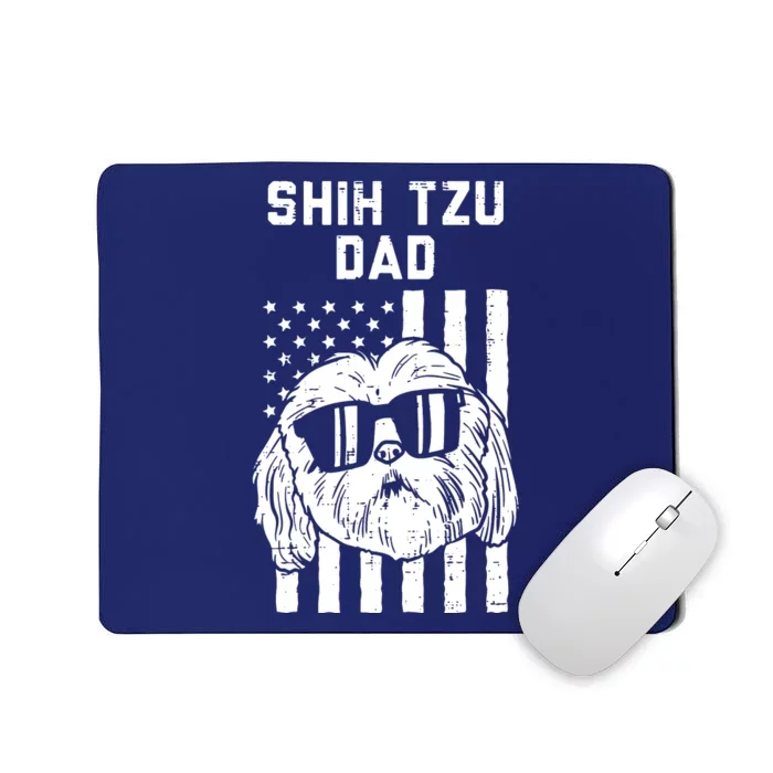 Shih Tzu Dad US Flag Cool Patriotic Dog Lover Owner Men Gift Mousepad