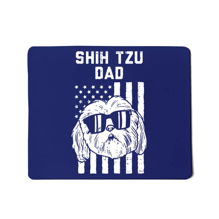 Shih Tzu Dad US Flag Cool Patriotic Dog Lover Owner Men Gift Mousepad