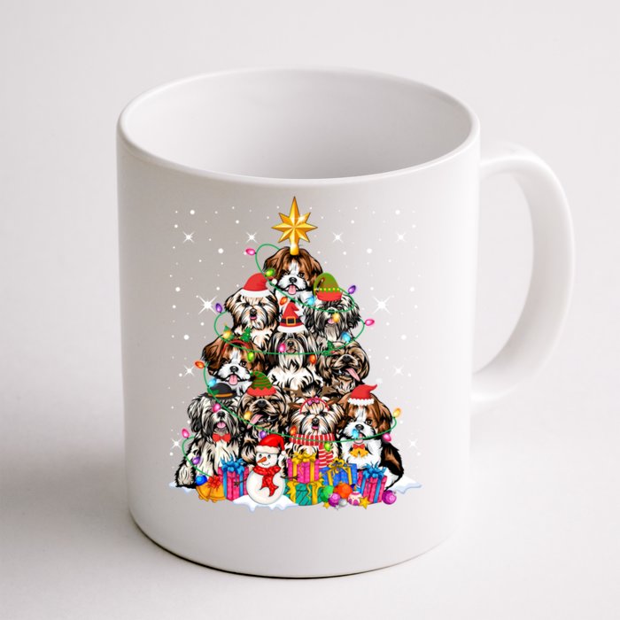 Shih Tzu Dog Tree Christmas Funny Xmas Pet Dog Lover Gift Front & Back Coffee Mug