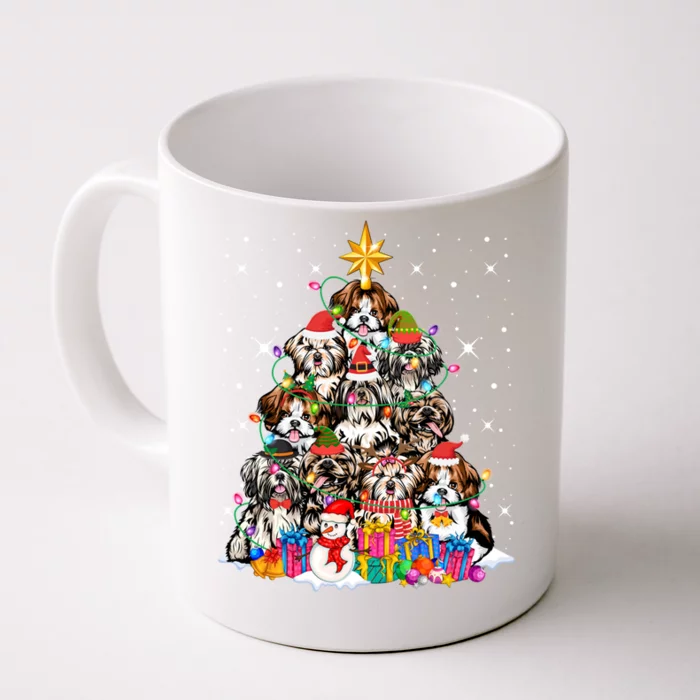 Shih Tzu Dog Tree Christmas Funny Xmas Pet Dog Lover Gift Front & Back Coffee Mug